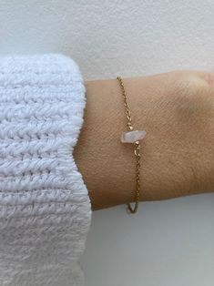 Dainty Rose Quartz Bracelet. Rough Rose Quartz Crystal - Etsy Cyprus Rose Quartz Bracelet For Meditation, Dainty Rose Quartz Jewelry In Rose Gold, Minimalist Rose Quartz Birthstone Jewelry, Feminine Rose Quartz Rose Gold Jewelry, Feminine Rose Gold Rose Quartz Jewelry, Minimalist Rose Quartz Gemstone Jewelry, Elegant Rose Quartz Crystal Bracelet For Meditation, Dainty Rose Quartz Gemstone Jewelry, Pink Quartz Jewelry For Healing