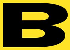 the letter b is shown in black on a yellow background