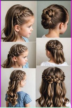 Short Hair Girls Hairstyles, Girls Updos For Wedding, Picture Hairstyles For Kids, Girls Hairstyles Long Hair, Flower Girl Hairstyles Braid, Wedding Hairstyles For Girls Kids, Hảir Style Kids Girl, Hairstyle For Flower Girl, Girl Wedding Hairstyles Kids