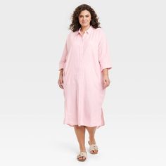 Plus Size Shirt Dress, Light Pink Shirt, Teacher Clothes, Maxi Bodycon Dress, Midi Slip Dress, Mini Skater Dress, Midi Shirt Dress, Comfy Fashion, Comfortable Dress