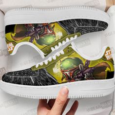 Boba Fett Air Sneakers Custom Star Wars Shoes-Gear Wanta Star Wars Shoes, Air Force 1 Shoes, Air Sneakers, Youthful Style, Teen Titan, Cartoon Shoes, Obi Wan Kenobi, Streetwear Style, Chewbacca