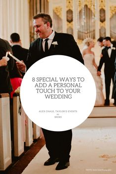 a man in a tuxedo is walking down the aisle at a wedding ceremony