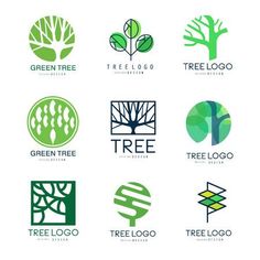 the logos for trees and plants are green