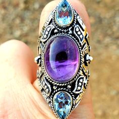 Brand New Handmade Oversized Sage Amethyst And Faceted Blue Topaz Silver Statement Ring. Size 9 925 Stamped New To Poshmark? Use Referral Code Kimberlyn222 To Receive $10. Gold Belt Buckle, Sterling Silver Stackable Rings, Luxury Wedding Rings, Space Aesthetic, Fashion Rings Silver, Stackable Rings Silver, Purple Rings, Sterling Silver Wedding Rings, Statement Ring Silver