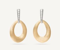 LUCIA 18K Yellow Gold and Diamond Loop Earrings OB1723_B_YW_Q6 Marco Bicego, Loop Earrings, Minimalist Earrings, Hand Engraving, Brilliant Cut Diamond, Pave Diamonds, Gold Diamond, Diamond Cuts, Diamonds