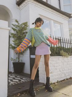 Shapeless Dress, Colorful Street Style, Colorful Summer Outfits, Fits Ideas, Rainbow Outfit, Outfits Fall, Teenager Outfits, Fashion Fits, Colourful Outfits