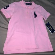 Brand New Pink Ralph Lauren Polo, Country Jeans, Cecil And Lou, Light Pink Shirt, Pink Polo Shirt, Cropped Polo, Pink Polo, Polo Ralph Lauren Kids, Polo Shirt Colors