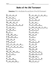 the book of the old testament is shown in this printable worksheet for kids