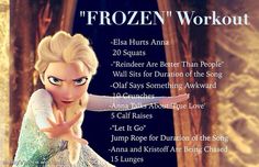 an image of a frozen woman with her hand out in front of the words'frozen workout