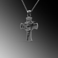 This expertly crafted Silver Jesus Christ Necklace casts a spell of captivation on all those who wear it! A bold piece for anyone who loves Mythical Jewelry . Buy for yourself or give it as a gift for that special someone in your life! ★Item Details ◆ Material : 925K Sterling Silver ◆ Pendant Height : 1.57 inch x 4 cm ◆ Bail Height : 0.39 inch x 1 cm ◆ Bail With : Suitable for up to  0.118 inch x 3.00 mm Chain ◆ Rolo Chain Thickness : 0.059 inch x 1.5 mm | Foxtail Chain Thickness : 0.078 inch x Mythical Jewelry, Christ Necklace, Cross Pendant Men, Jesus Necklace, Crucifix Necklace, Christian Necklace, Jesus Cross, Jesus Christus, Jesus On The Cross