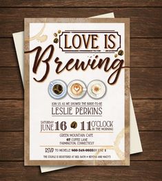 a card with the words love is brewing on it