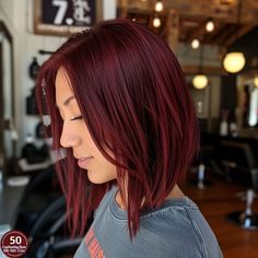 30 Captivating Burgundy Hair Color Shades Red Hair Long Bob, New Mom Hair, Burgundy Hair Color Ideas, Short Burgundy Hair, Vibrant Highlights, Burgundy Red Hair, Pink Short Hair, Burgundy Hair Color, Sandy Blonde Hair