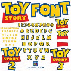 the toy story font and numbers are shown