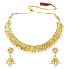 PRICES MAY VARY. Occasion: Take your style up a notch with this handcrafted piece of jewellery; Enamelled and embellished with rhinestone, crystal, faux pearl, it is perfect for a traditional yet contemporary look Outfits: Ideal for any ethnic outfits like sarees, lehengas, gowns, bridal wear or for parties, festivals, dance or any special occasion or as fashion costume accessories Perfect Gift for your Loved Ones: Love for jewels never fades away. Jewelry is one of the most spectacular & popula Pearls Choker, Kundan Jewellery Set, Heritage Jewellery, Choker Style Necklace, Jhumki Earrings, Pearl Jewelry Sets, Ethnic Outfits, Promise Rings For Her, Choker Style