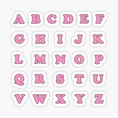 the alphabet is pink and white sticker