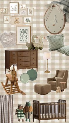 the baby's room is decorated in neutral colors