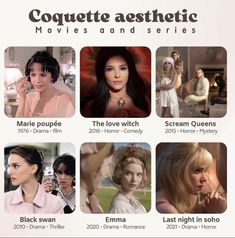 an advertisement for the movie, coquette aesthetic movies and seriess with four different women