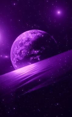 an image of a purple planet with stars in the background