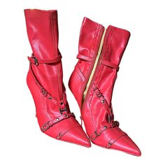 Brand New Never Worn May Have Light Scuff From Storage. Run Big Red Pointed Toe Boots, Thigh High Red Boots, Music Videos Ideas, Public Desire Shoes, Public Desire, Spike Heels, Pointed Toe Boots, Red Boots, Toe Boots