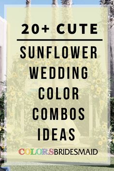 the words, 20 + cute sunflower wedding color combos are in front of palm trees