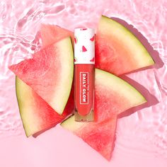 Lip Balm Advertisement, Watermelon Lip Gloss, Lip Product Photography, Lipgloss Photography, Glow Watermelon, Hydrating Lip Oil, Watermelon Seed, Lip Trends, Tinted Gloss