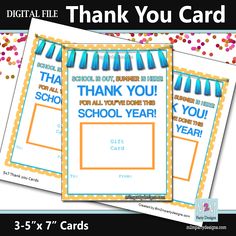 two thank cards with the words thank you for all your students to have their school year