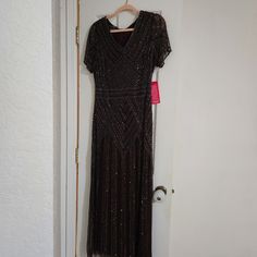 Beautiful Never Worn Beaded Plum Gown. It Is A Size 16 But Runs Small, More Of A 12/14. I'm Nearly 5 Feet, And It Drags When I Put It On. It's A Beautiful Dress! Beaded Floor-length Dress For Night Out, Beaded Floor-length Cocktail Dress, Beaded Maxi Length Evening Dress, Holiday Beaded Evening Dress, Purple Beaded Dress, Plum Gown, Pisarro Nights, Dresses Purple, Purple Beaded