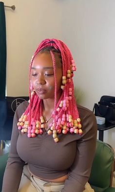 Jumbo Pink Box Braids, Blonde Box Braids With Beads, Pink Box Braids, Box Braids Bob, Blonde Box Braids, Curly Hair Braids, Football Illustration, Dream Aesthetic