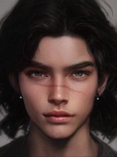 a close up of a person with dark hair