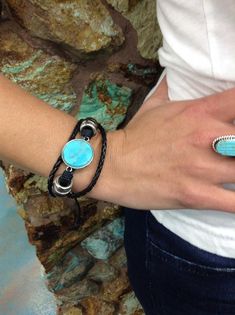 Kingman Turquoise disc leather multi strand bracelet/Adjustable/Unisex/Multi colors/Southwestern sty Casual Turquoise Bracelet Jewelry, Casual Turquoise Bracelet, Adjustable Southwestern Jewelry With Cord, Casual Adjustable Turquoise Wrap Bracelet, Adjustable Turquoise Leather Bohemian Bracelet, Bohemian Bracelet With Adjustable Band, Casual Turquoise Bracelets For Festivals, Southwestern Adjustable Nickel Free Bracelets, Southwestern Style Adjustable Bracelets