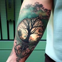 a man with a tree tattoo on his arm