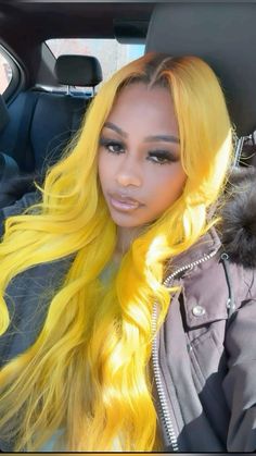 Yellow Wig, Hair Tea, Lace Fronts, Creative Hair Color, Dyed Hair Inspiration, Hair Laid