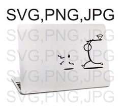 a laptop computer with a drawing on the screen and words above it that say svg, png, jpg