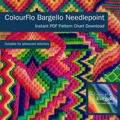 colorful bargello needlepoint instant pattern chart for crochet afghans and blankets