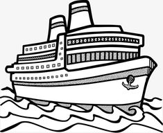 a cruise ship in the ocean coloring page