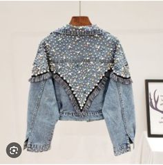 Rhinestone Jacket, Autumn Streetwear, Studded Denim Jacket, Streetwear Denim, Summer Layers, Embellished Denim Jacket, Moda Denim, Denim Jeans Fashion, Long Sleeve Denim Jacket