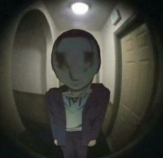 an alien is standing in the middle of a dark tunnel with his hands on his hips