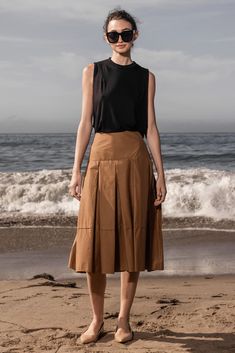 COUNTESS SKIRT - SAFARI | Heidi Merrick Summer Pleated Skirt, Spring Capsule Wardrobe, Boy Fits, Long Sleeve Turtleneck, Box Pleats, Drop Waist, Wool Blazer, Sewing Inspiration, Skirt Outfits