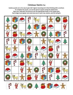 christmas sudoku game for kids to play on the computer or in printables