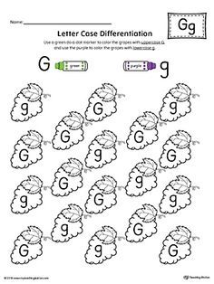 the letter g worksheet is filled with sheep