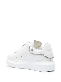 Alexander McQueen Oversized zip-up Sneakers - Farfetch Leather Silver, Sneakers White, Zip Up, Calf Leather, Alexander Mcqueen, Zip Ups, Alexander, Top Brands, Luxury Fashion