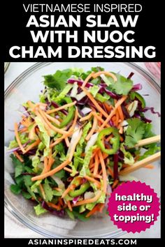 a bowl of slaw mix with sauce Fish Burgers, Dressing Healthy, Asian Slaw, Asian Sauce, Vermicelli Noodles, Healthy Side Dish, Appetizers Recipes, Healthy Side, Meat Lovers