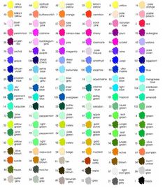 the color chart for all different colors in this page is an excellent way to learn how to