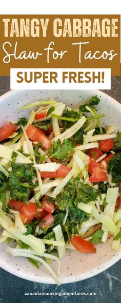 Tangy cabbage slaw for tacos Tacos With Cabbage Slaw, Cabbage For Tacos, Cabbage For Tacos Slaw Recipes, Red Cabbage Slaw For Tacos, Cabbage Slaw For Chicken Tacos, Cabbage Slaw For Shrimp Tacos, Slaw For Tacos