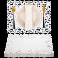 PRICES MAY VARY. Abundant to Apply: you will receive 600 paper lace doilies rectangle, measuring about 11.8 x 15.7inches, and they are ideal for displaying your cakes, desserts, and baked goods; Also suitable for baby showers, wedding receptions, party decorations, and tableware decoration; Enough quantity to meet your daily decoration and replacement needs Disposable and Convenient: the disposable placemats for dining table can absorb oil and water well, making them ideal for baking, grilling a Paper Lace Doilies, Lace Placemats, Wedding Tableware, Wedding Party Table, Paper Lace, Paper Doilies, Well Decor, Lace Doilies, Lace Patterns