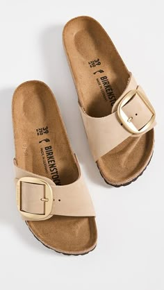 Birkenstock Madrid Big Buckle Sandals | Shopbop Leather Footbed Sandals With Rectangular Buckle, Beige Leather Slides With Cork-bed Midsoles, Beige Buckle Closure Slip-on Footbed Sandals, Slip-on Sandals With Buckle Closure And Cork Material, Madrid Big Buckle, Birkenstock Madrid Big Buckle, Birkenstock Sandals Women, Birkenstock Women, Birkenstock Sandals