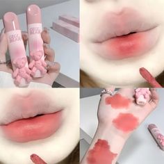 Host Pick New Gege Bear Lipstick Velvet Matte #1 Tipsy Pink Korean Beauty Full Size Cute Lip Products, Korean Beauty Products Makeup, Good Lip Glosses, Aliexpress Makeup, Smudge Lipstick, Cute Lipgloss, Bear Lipstick, Korean Beauty Makeup, Korean Lipstick