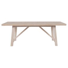 a wooden table on a white background with no one in it's place to sit