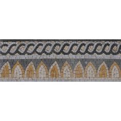 a decorative wallpaper border in grey and yellow colors with an intricate design on the edge