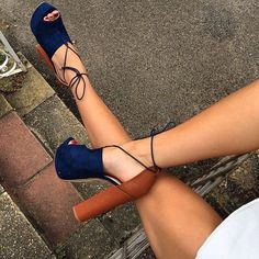 Find More at => http://feedproxy.google.com/~r/amazingoutfits/~3/VrFUiJqW9Nc/AmazingOutfits.page Ankle Strap Block Heel, Shoe Closet, Shoe Lover, Suho, Blue Shoes